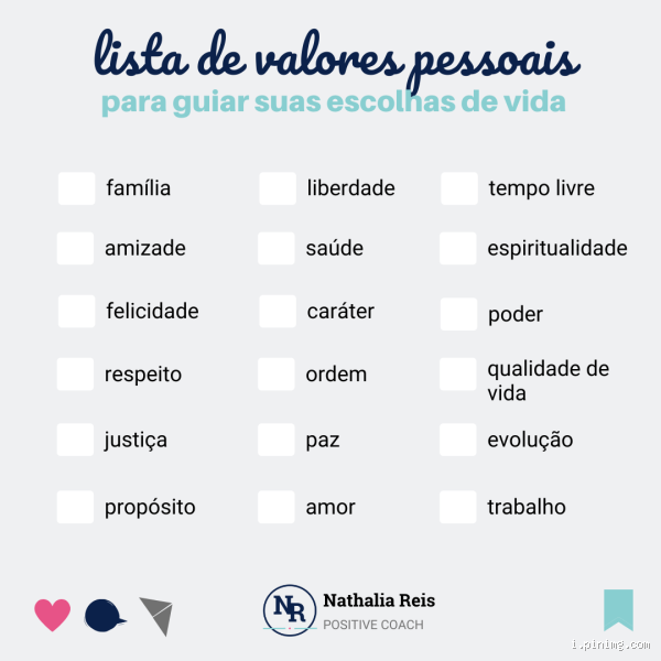 Quais são os seus 5 principais valores de vida?