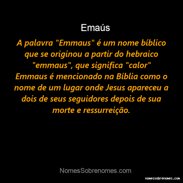 Qual é o significado da palavra Emaús?