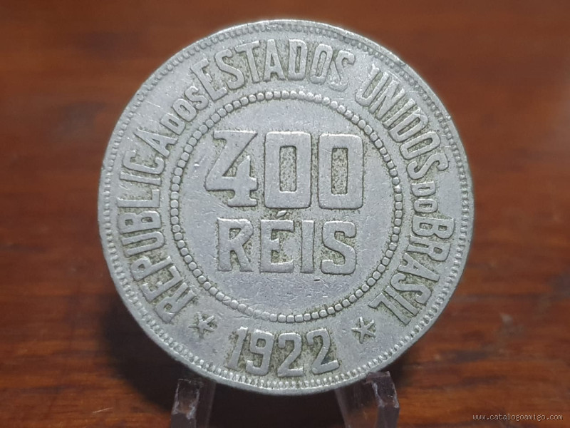 Quanto vale uma moeda de 400 réis do ano de 1922?