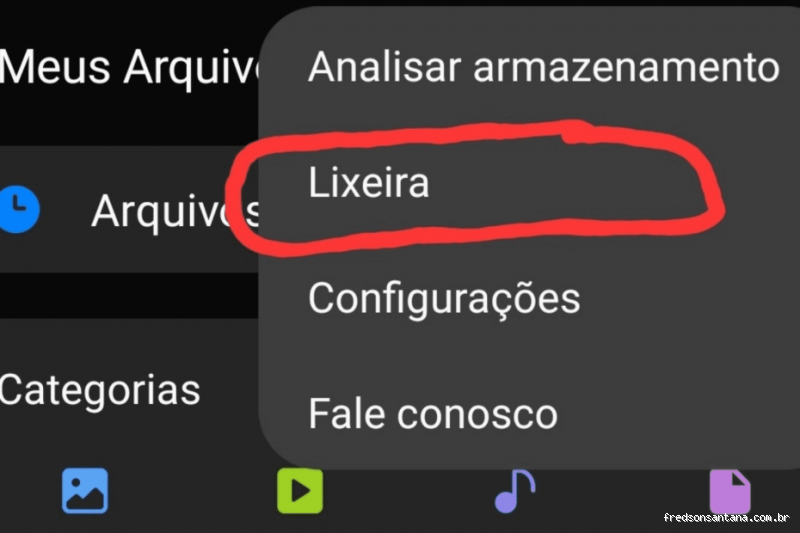 Onde fica a lixeira do celular?